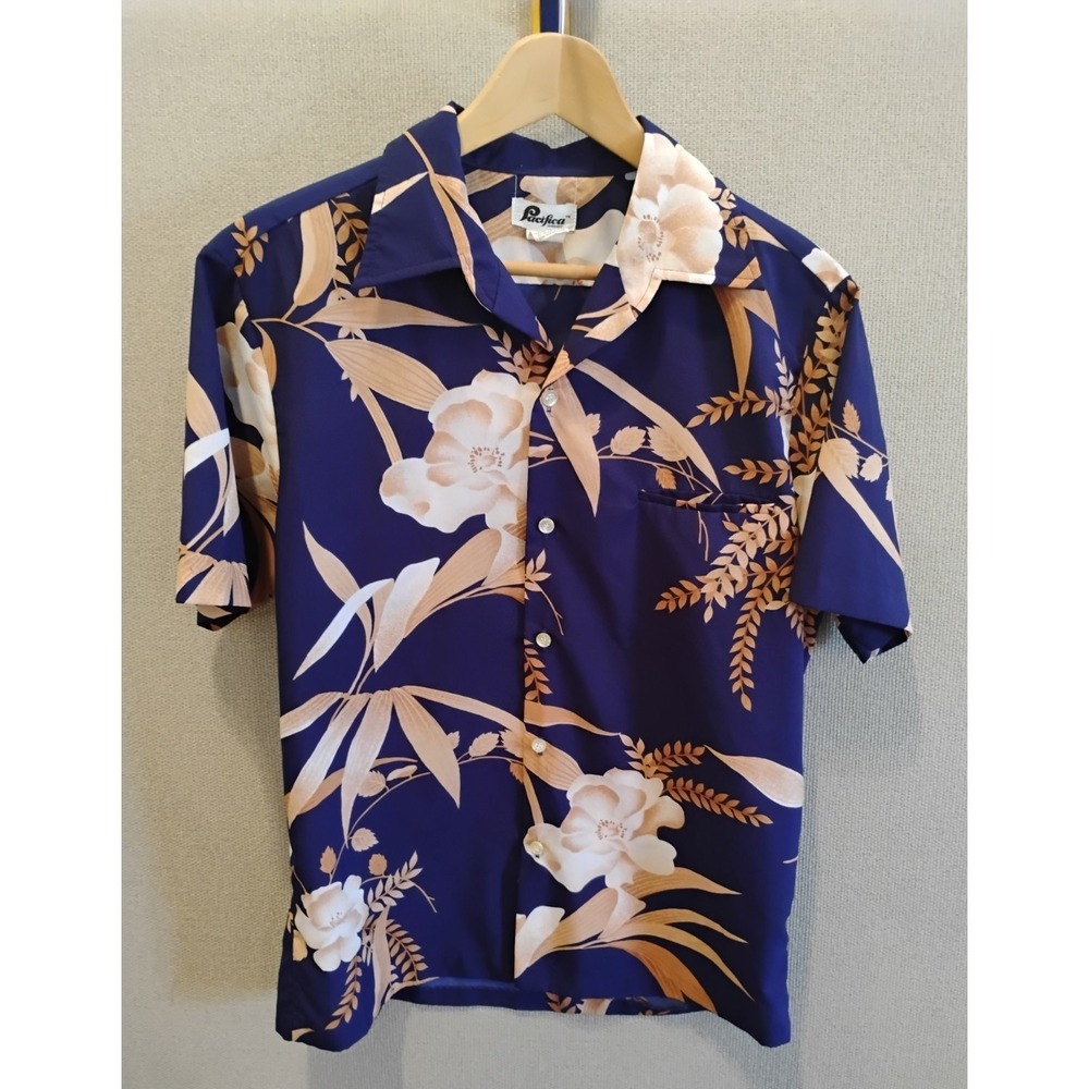 Vintage Pacifica Poly Hawaiian Aloha Shirt Size Medium